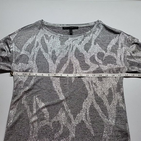 WHBM Silver Shimmer 3/4 Sleeve Drop Shoulder Tee XXS Extra Small NWOT - Picture 8 of 13